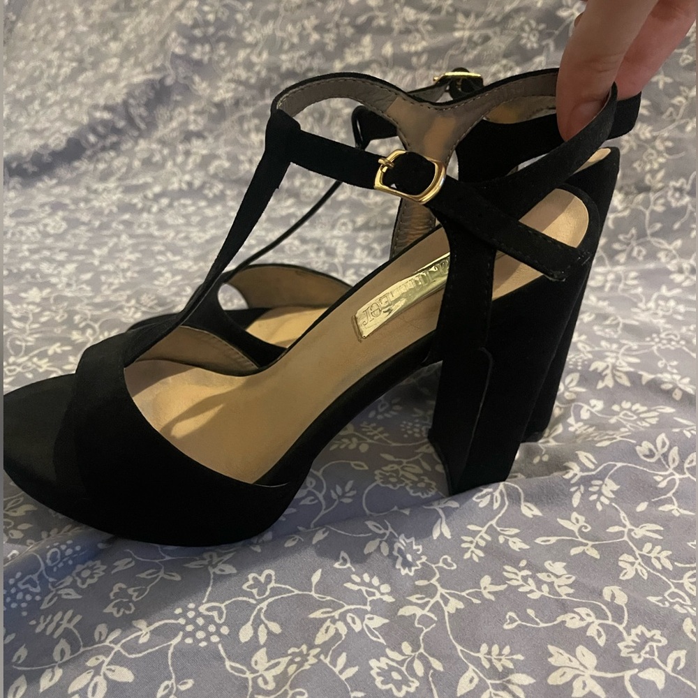 Black Heels, With Straps, Size 8